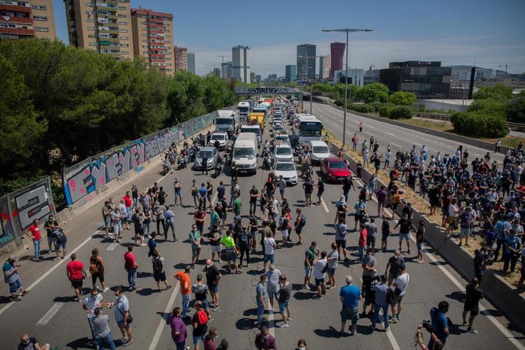 Protestas de los trabajadores de la planta de producción de Nissan en Barcelona.