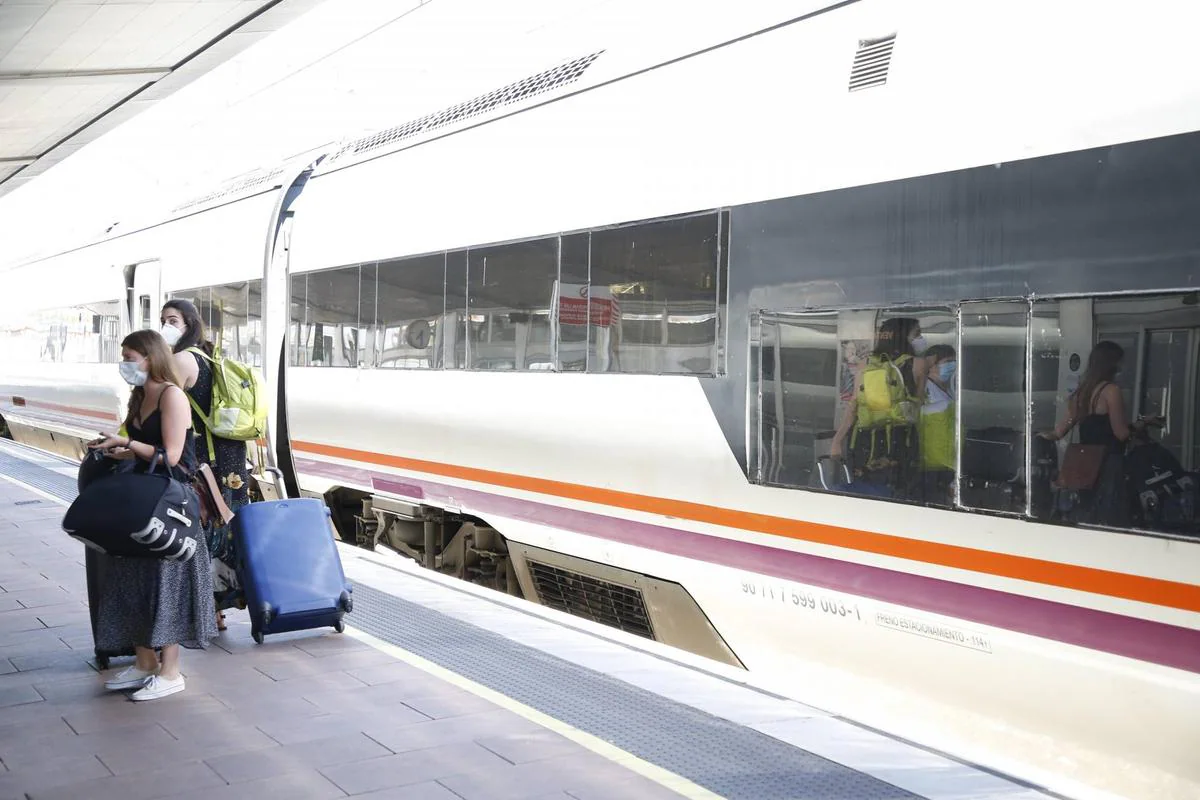 Viajeros antes de subir al tren Media Distancia a Madrid.