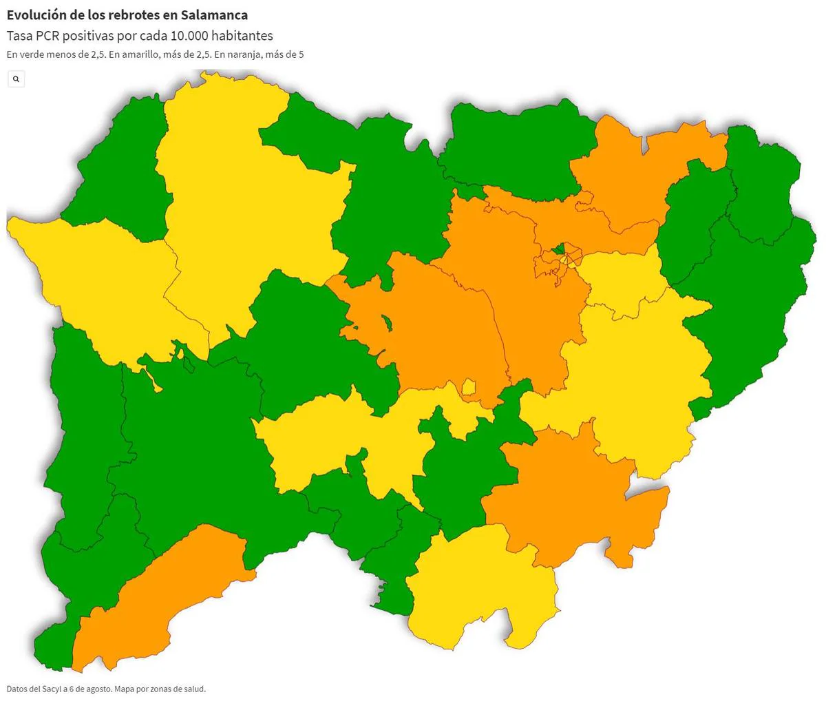 El mapa del coronavirus en Salamanca: Robleda, Periurbana Sur y Garrido norte empeoran su situación