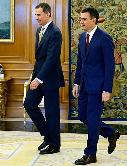 Don Felipe y el presidente del Gobierno, Pedro Sánchez