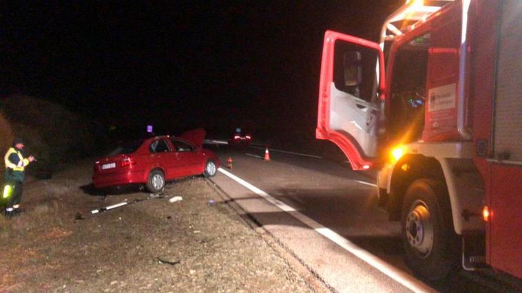 Una imagen del lugar del accidente, en el kilómetro 247 de la A-62, en Doñinos de Salamanca.