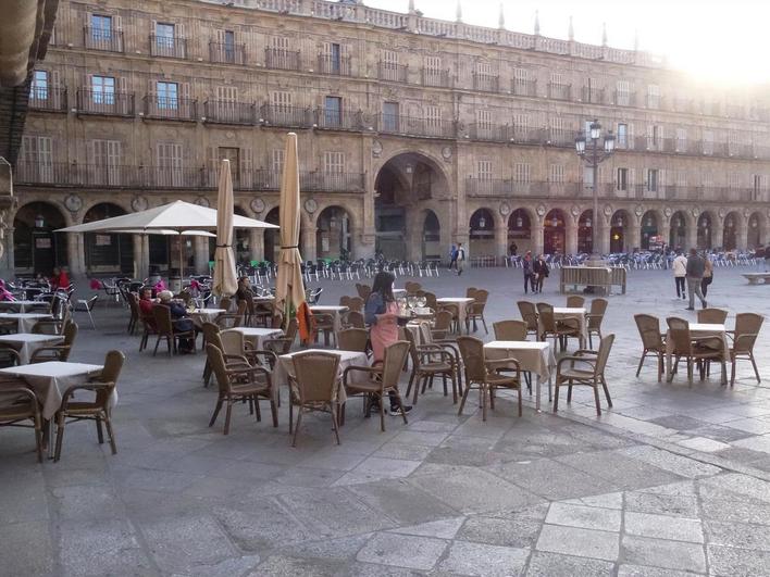 Terrazas de los establecimientos hosteleros de la Plaza Mayor.