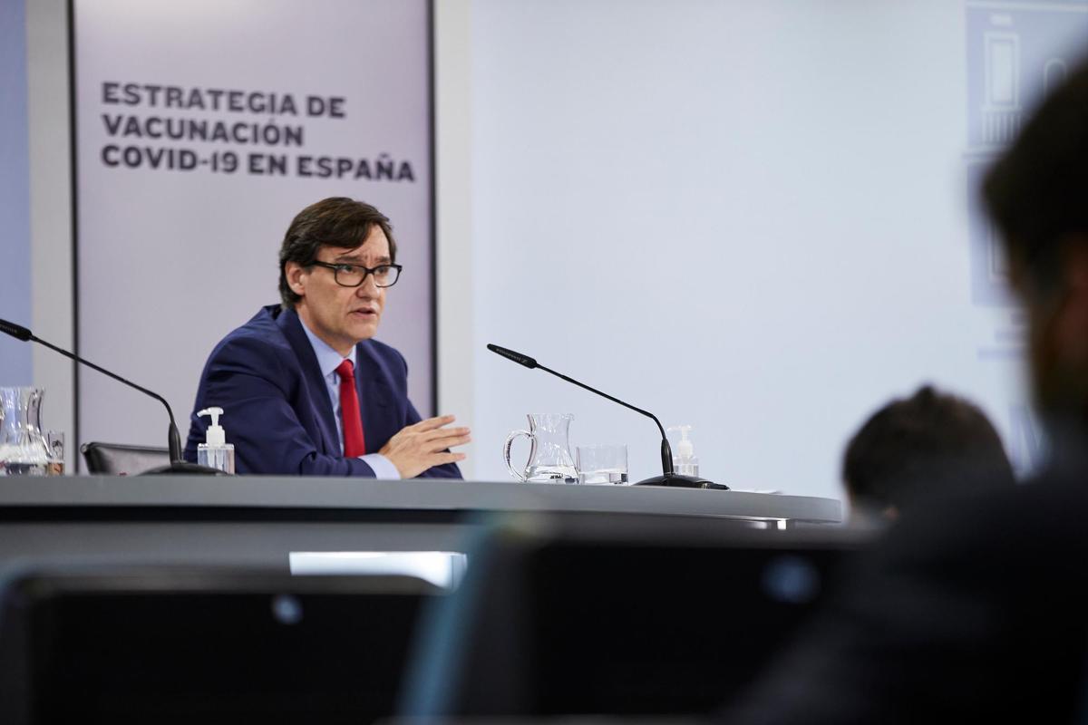 Intervención del ministro de Sanidad, Salvador Illa, en una rueda de prensa posterior al Consejo de Ministros.