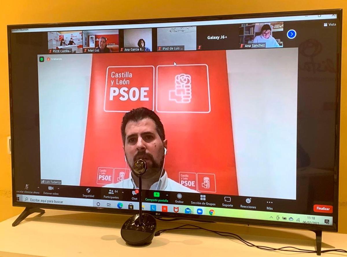 El secretario general del PSOE de Castilla y León, Luis Tudanca, en intervención telemática