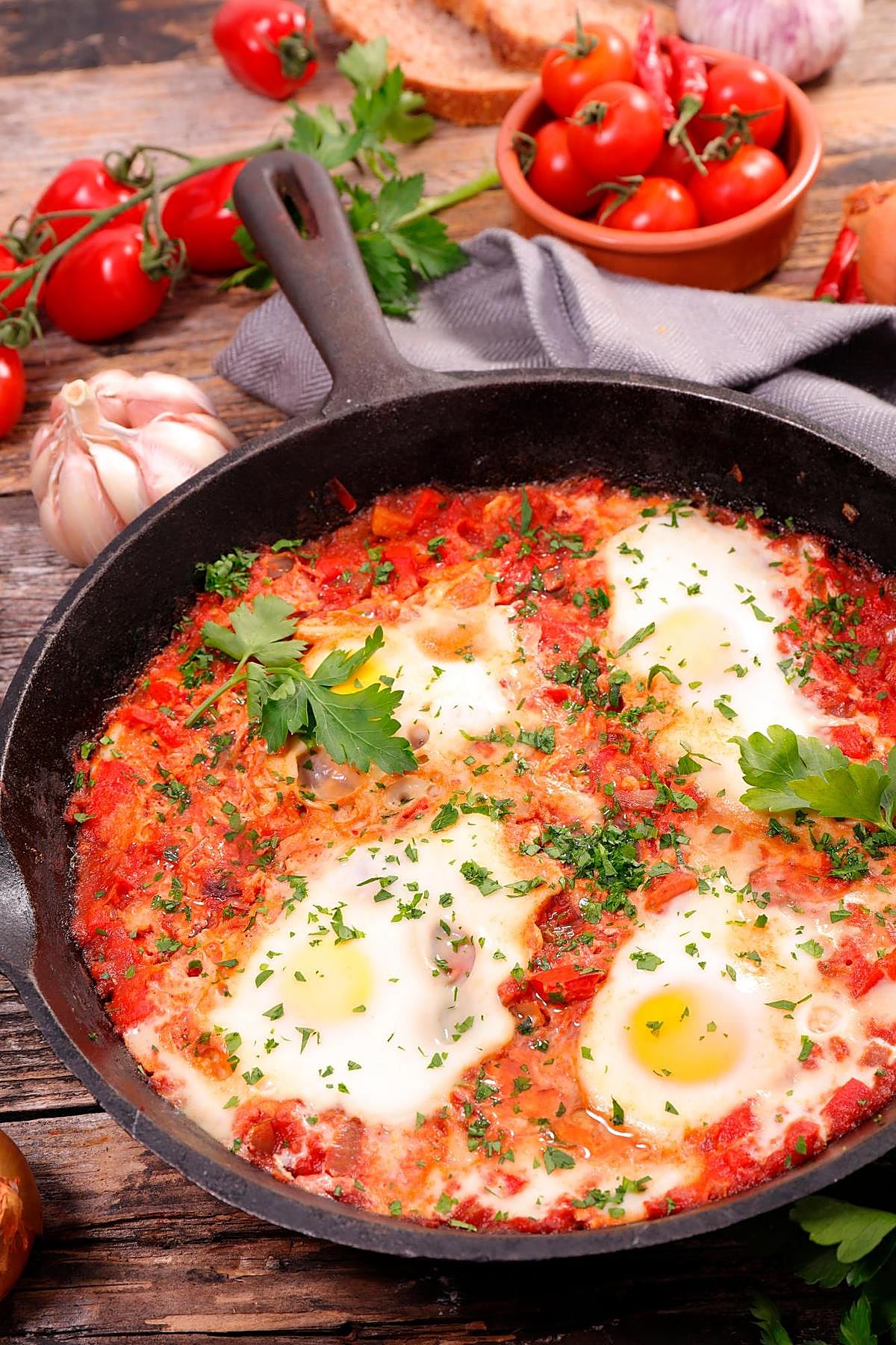 Huevos especiados a la sartén.