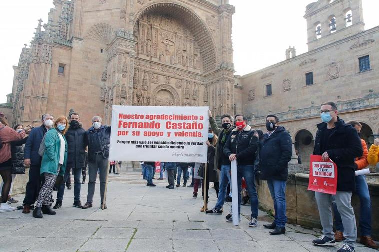 Una de las protestas de los hosteleros en Salamanca.