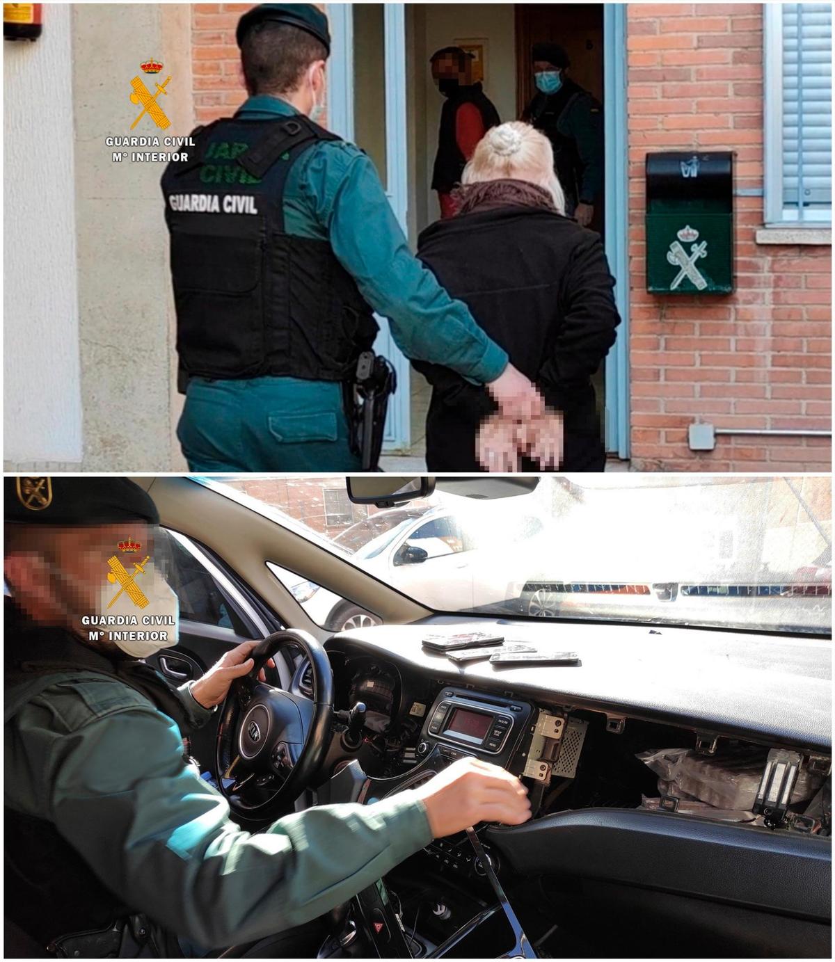 Momento en el que la pareja es conducida a dependencias de la Guardia Civil.