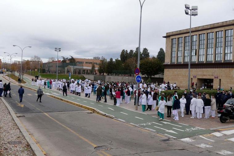 Protesta de sanitarios en Salamanca.