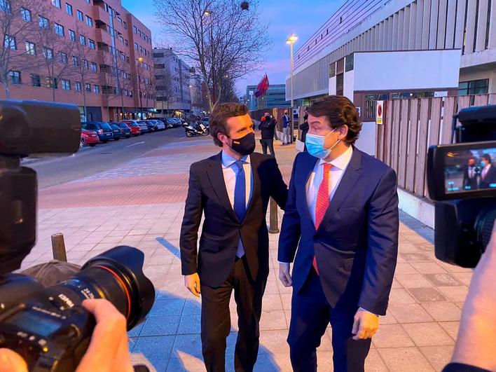 El presidente del PP, Pablo Casado, arropó al presidente de Castilla y León, Alfonso Fernández Mañueco