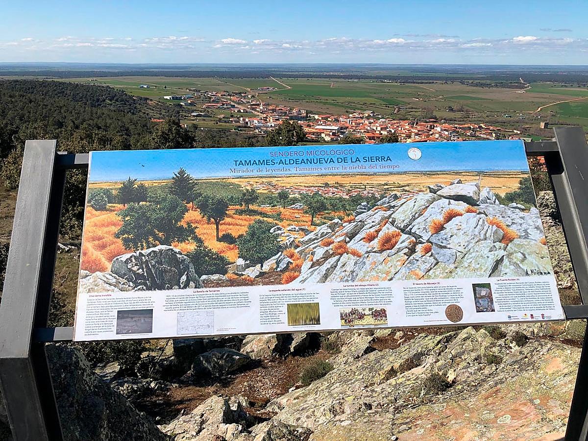 Cartel anunciador del nuevo sendero micológico