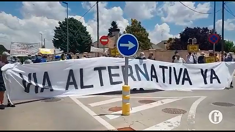 Captura del vídeo de la pancarta de la protesta