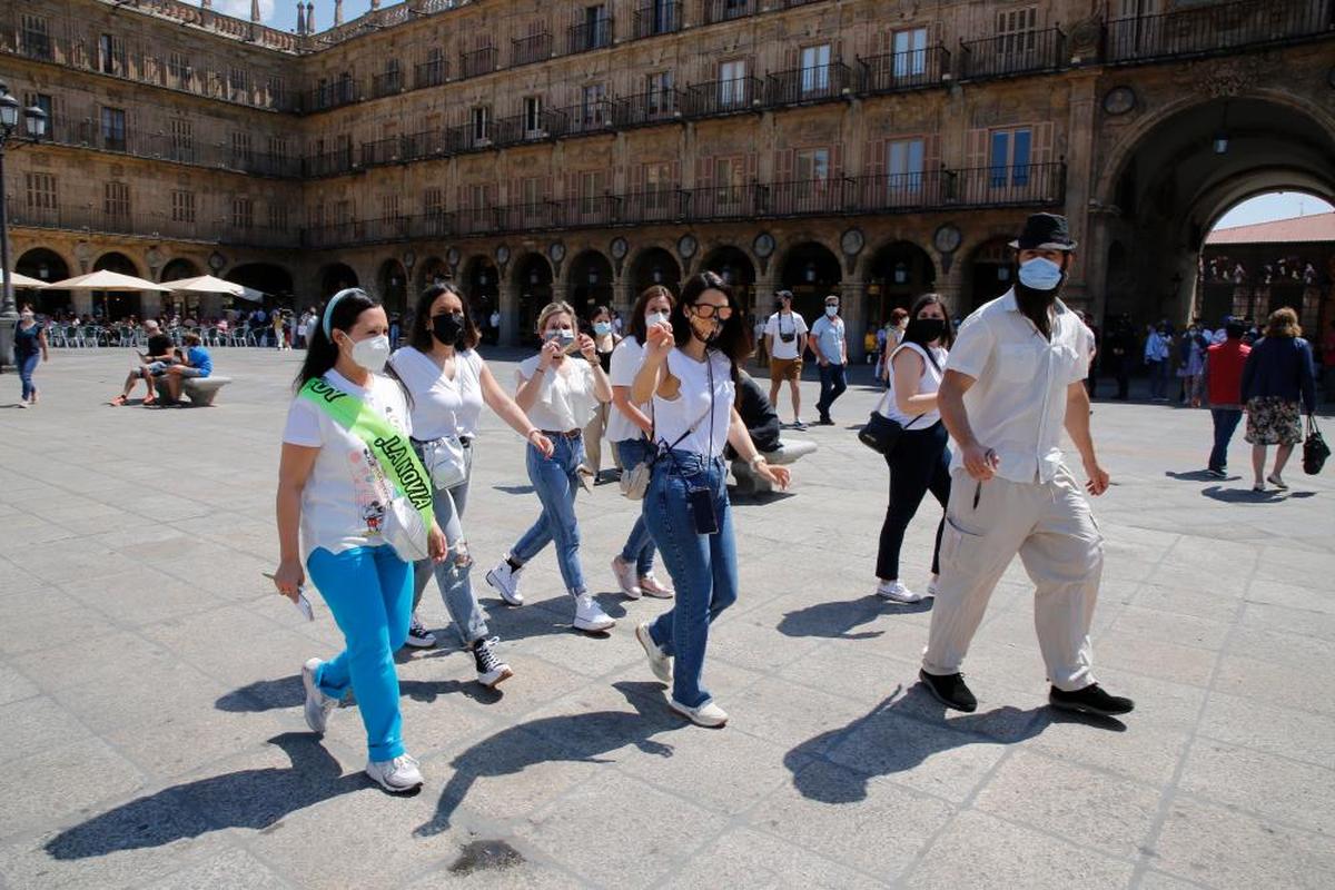 Ambiente en la Plaza Mayor de Salamanca