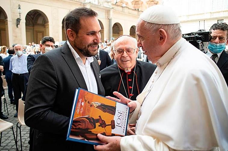 Pablo Moreno con el cardenal Bocos en la audiencia con Su Santidad el Papa Francisco