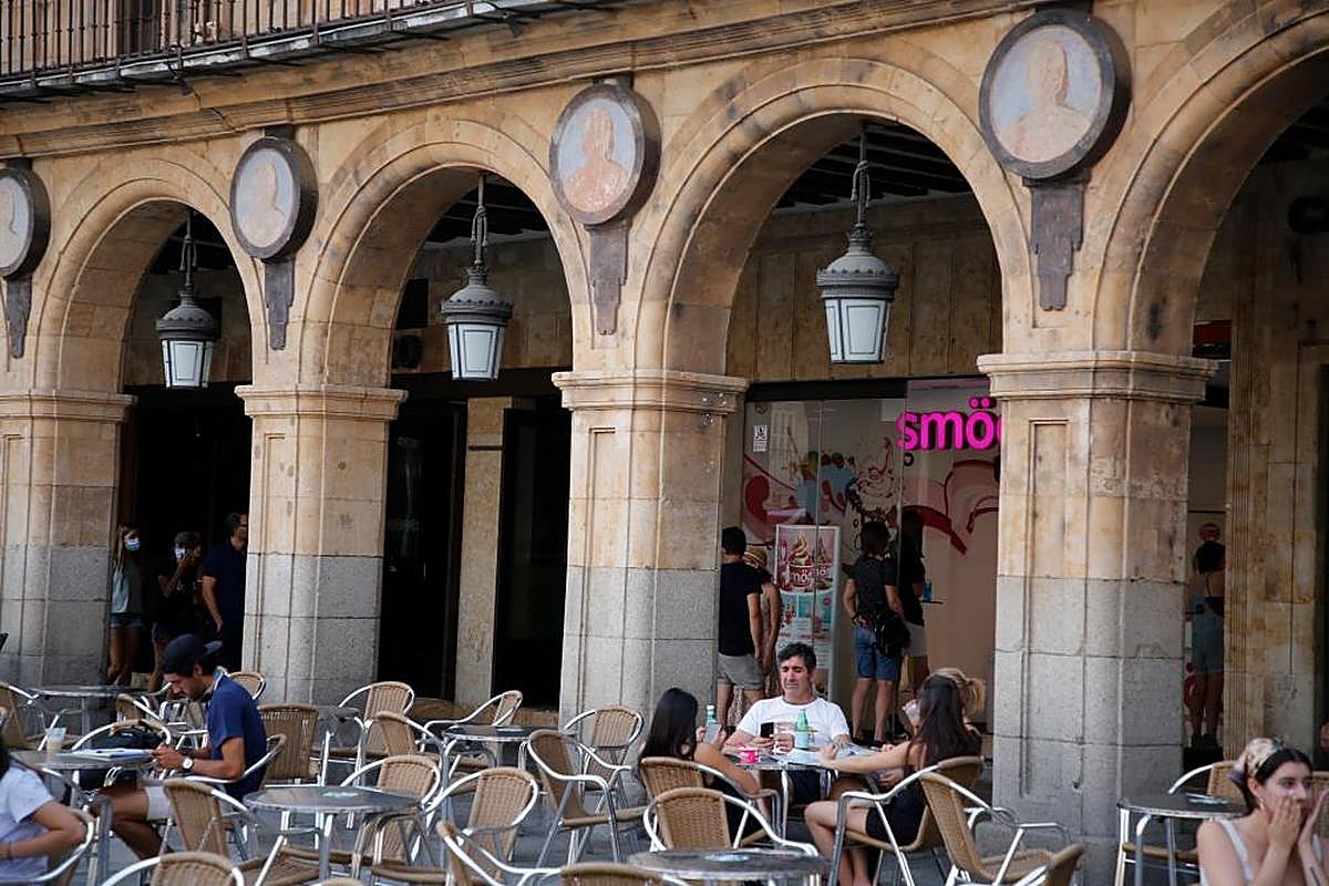 Enjuta del pabellón de Petrineros de la Plaza Mayor en la que se instalará el medallón de Alfonso IX