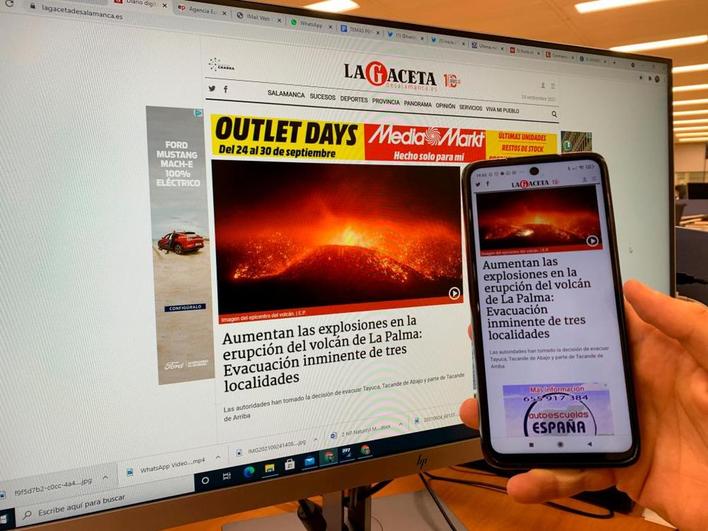 La edición digital de LA GACETA vista en un teléfono móvil y un ordenador personal