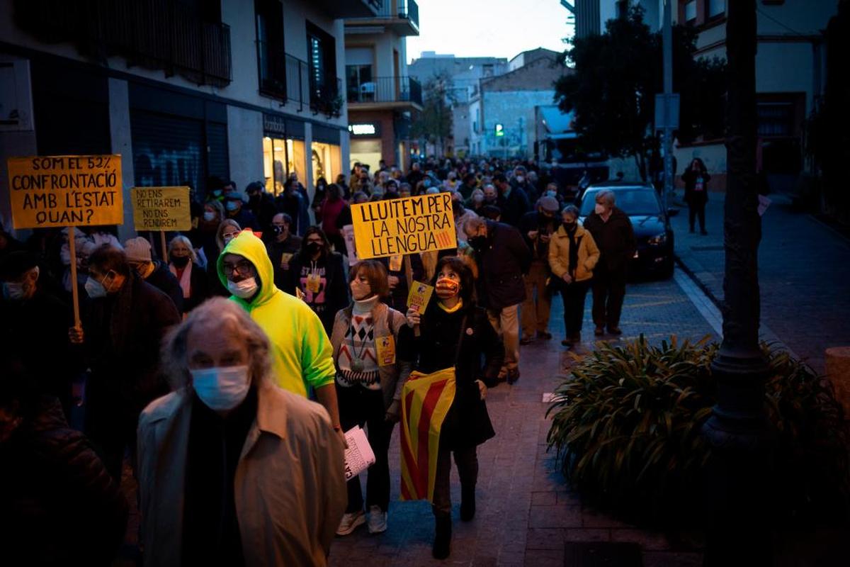 Un momento de la manifestación celebrada en Canet de Mar