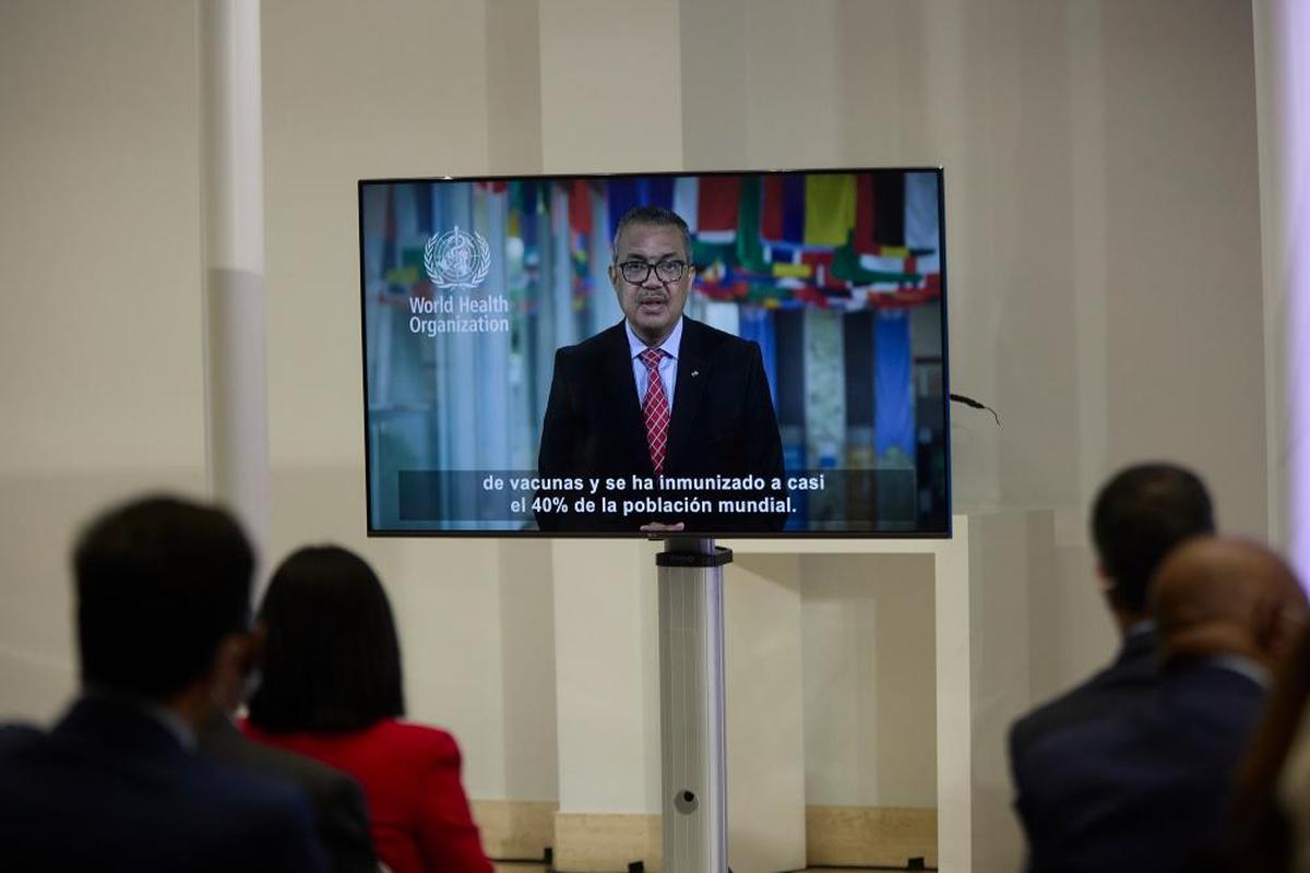 El director general de la OMS, Tedros Adhanom Ghebreyesus, durante una intervención en vídeo