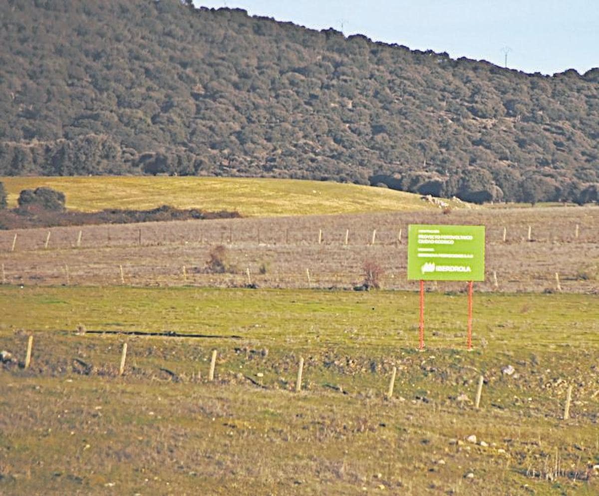 Señalización de la futura planta solar de Iberdrola en Ciudad Rodrigo, otro de los proyectos en la zona