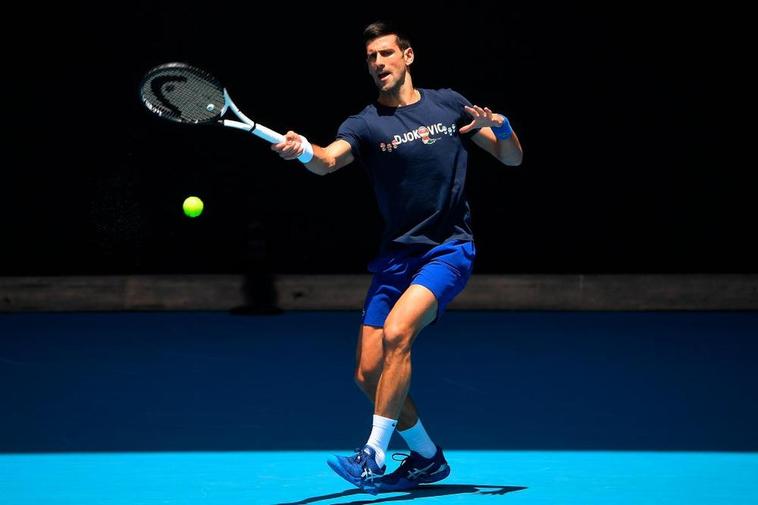 Djokovic, durante un entrenamiento