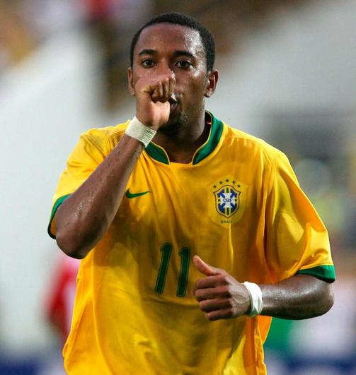 Robinho con la camiseta de la selección brasileña.