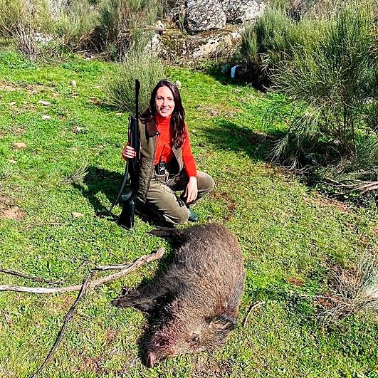 Lorena G. Vizcáino en una jornada de caza.