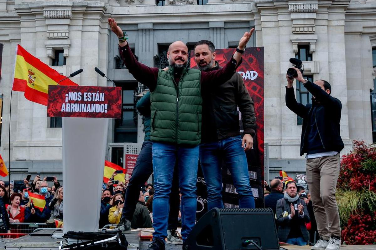 Ricardo Alonso y Santiago Abascal en la concentración de Cibeles