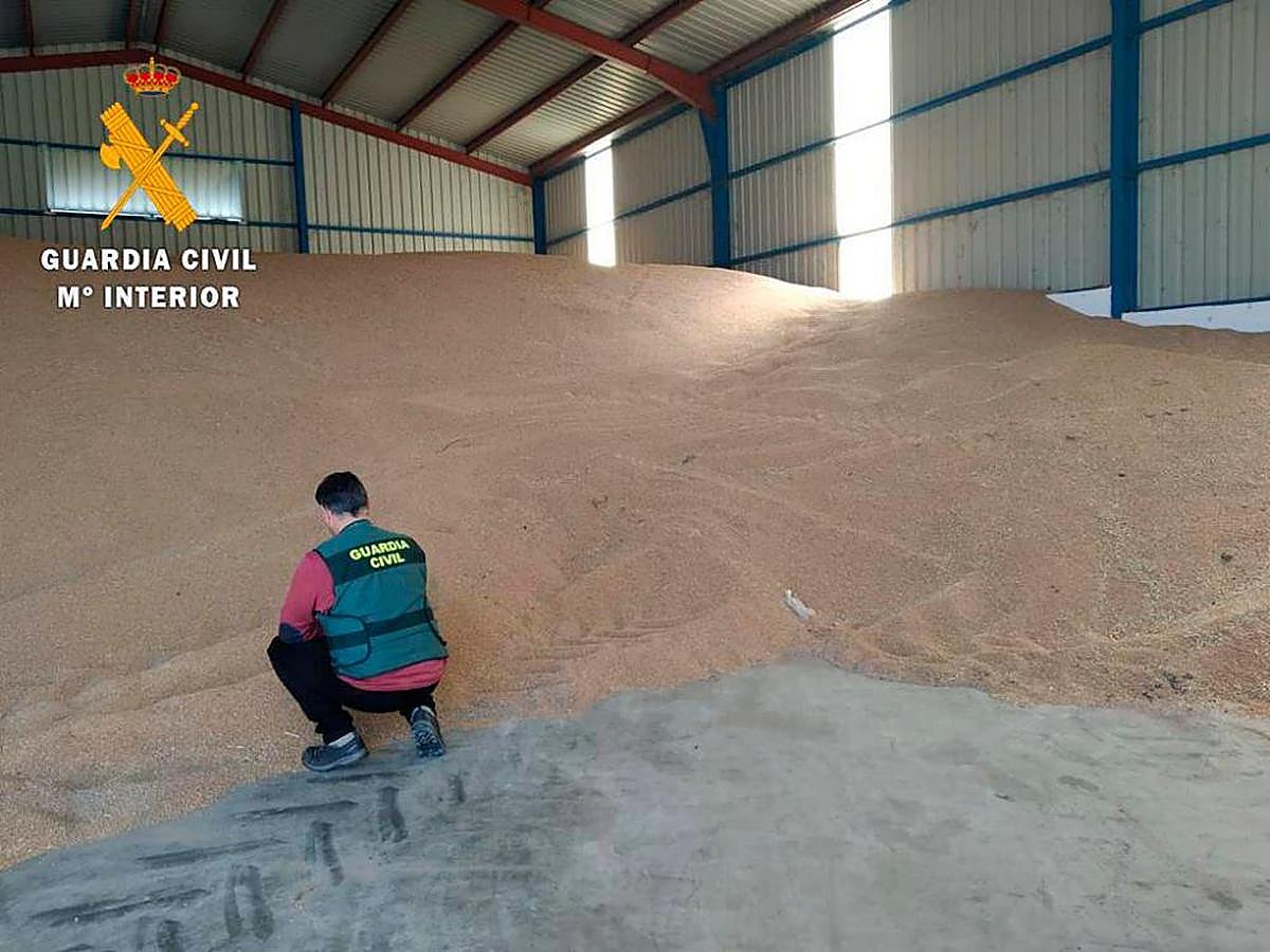 Un agente de la Guardia Civil, inspeccionando la nave.