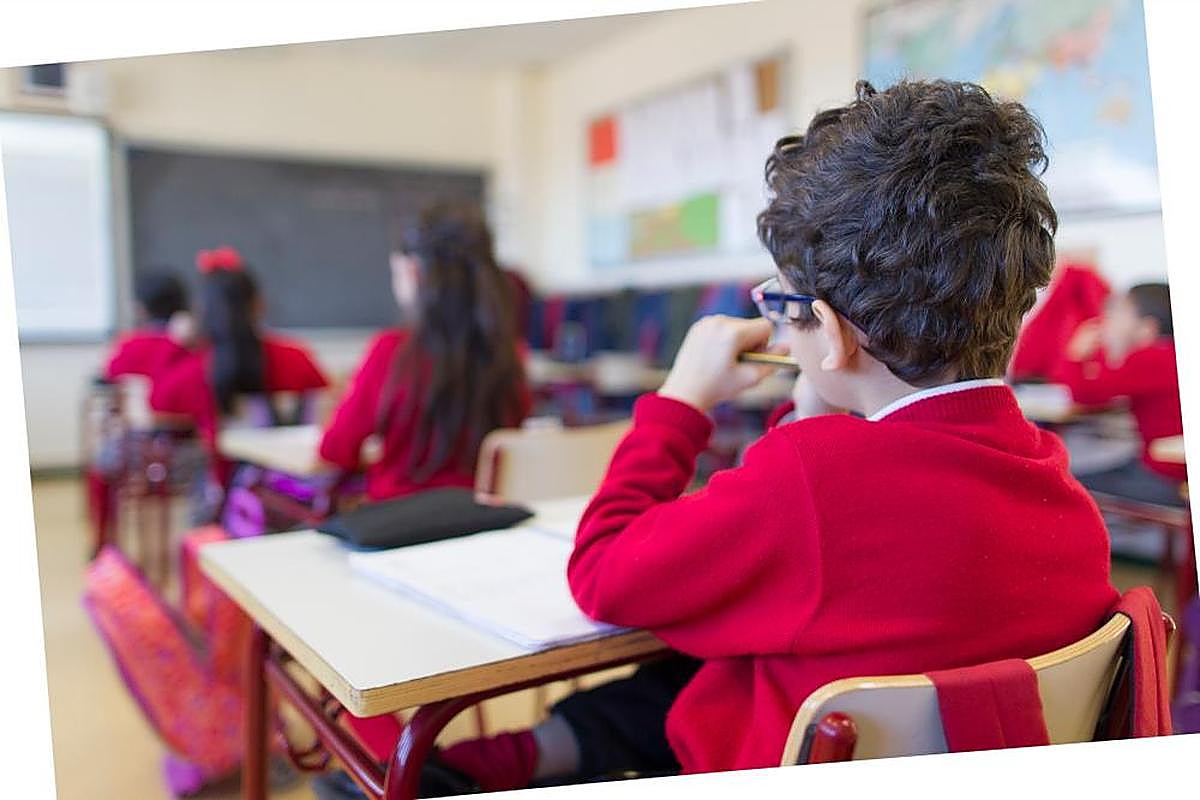 Un niño atiende las explicaciones del profesor en clase