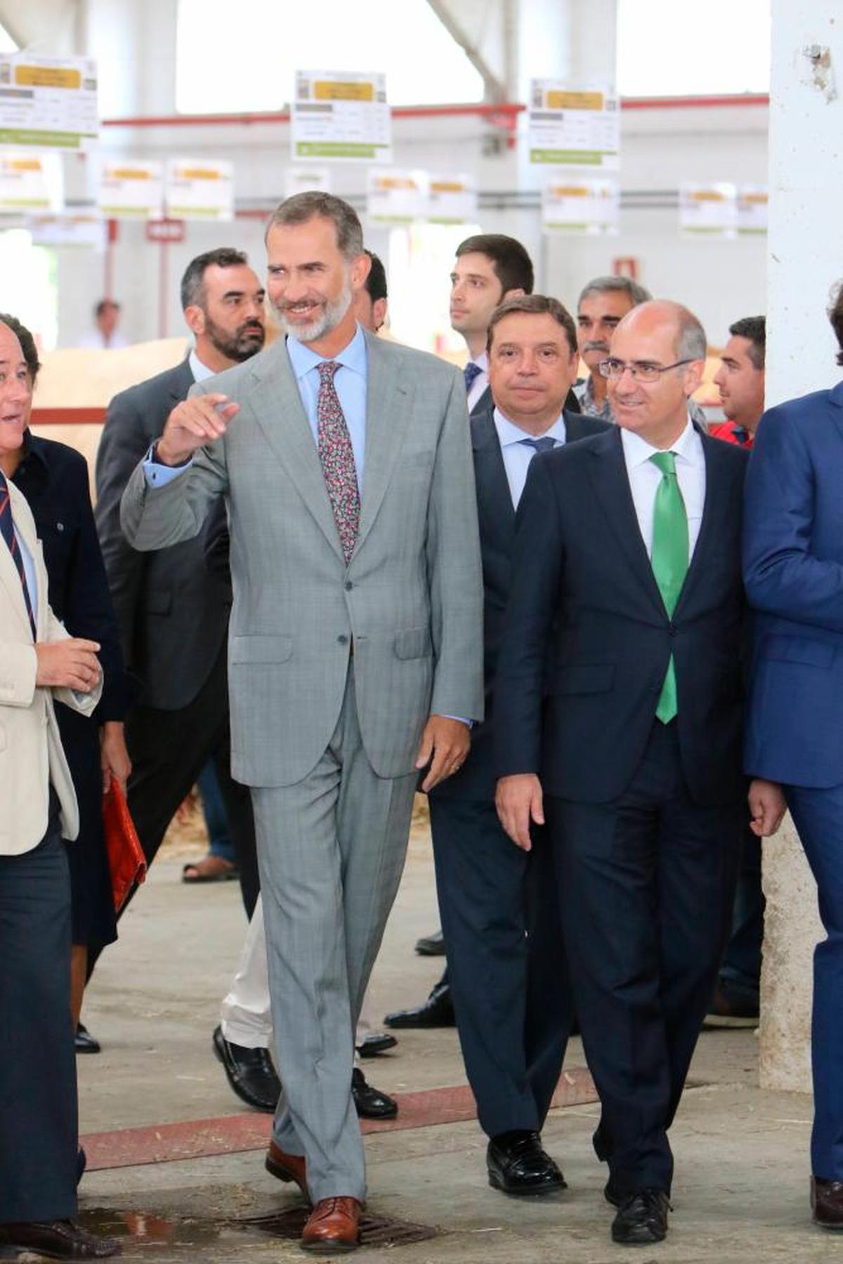 El Rey Felipe VI, durante su visita a Salamaq en 2018 junto al presidente de la Diputación, Javier Iglesias