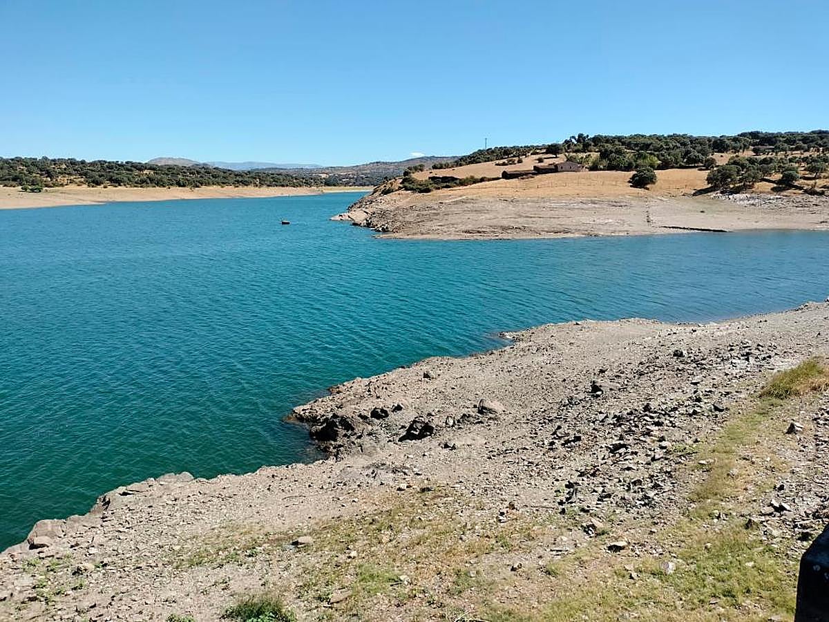 Imagen de la cola del pantano, donde ya comienza a verse la aceña