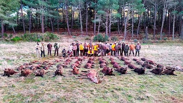 Cazadores después de una fructífera jornada