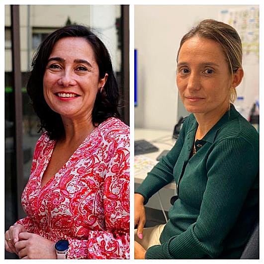 A la derecha María A. Calvo, directora de oficina de Caja Rural en Salamanca, a la izquierda Susana Álvarez, jefa de sección en el departamento de TIC del Ayuntamiento.