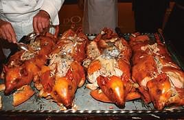 El cochinillo, plato típico que abunda en las mesas salmantinas.