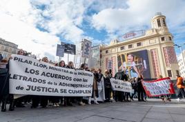 Un grupo de secretarios judiciales durante una de las últimas protestas en Madrid