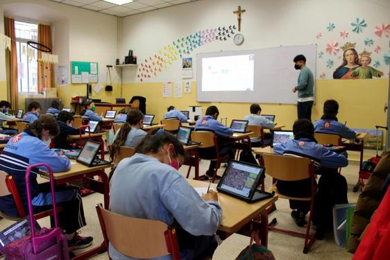 Un aula del colegio salesiano María Auxiliadora de Salamanca