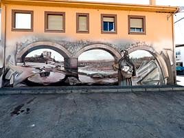 Imagen del mural de Daniel Martín en homenaje a las mujeres de Puente del Congosto