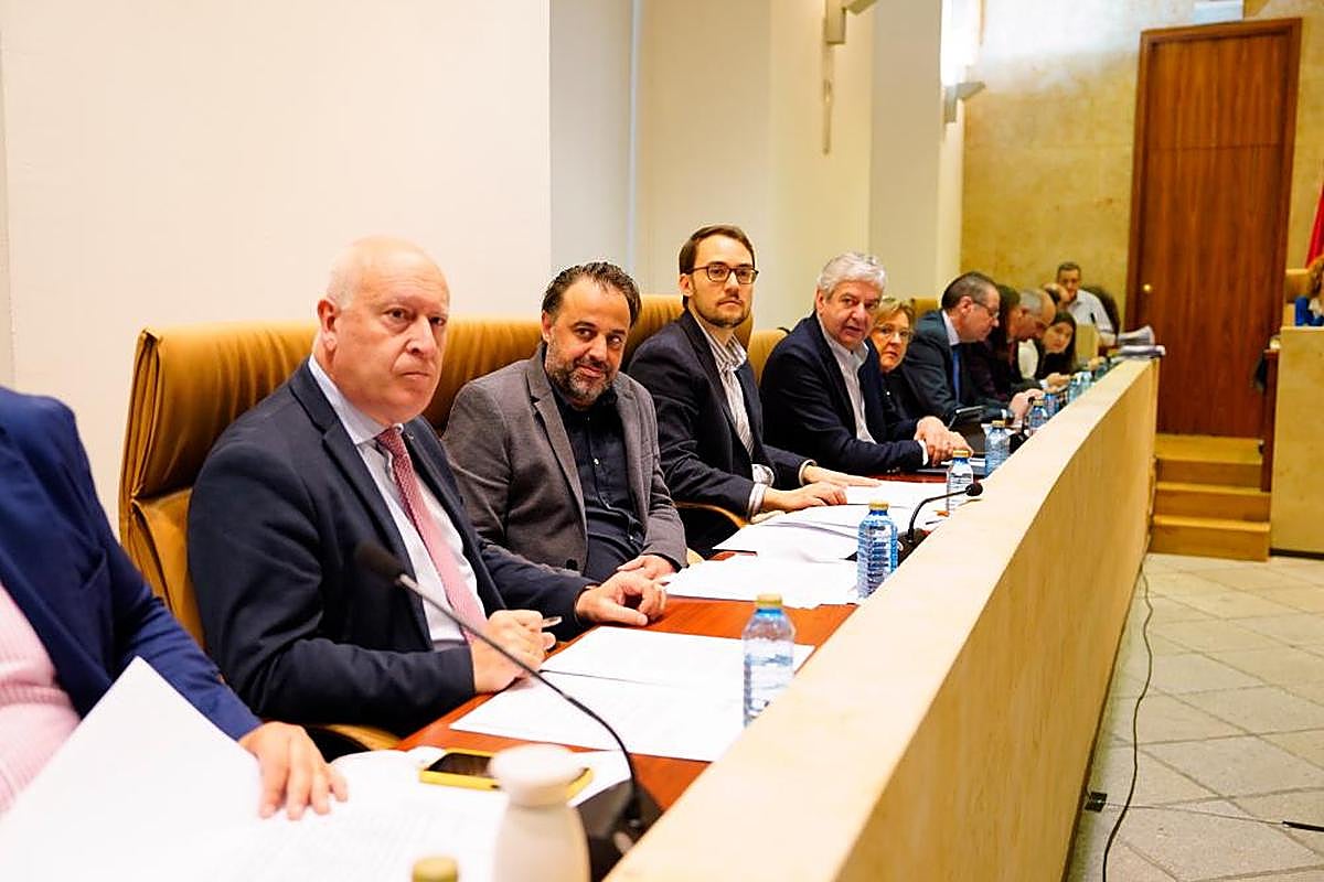 Sánchez, Castaño, Fernández, García y Macías miran a cámara durante el pleno de ayer