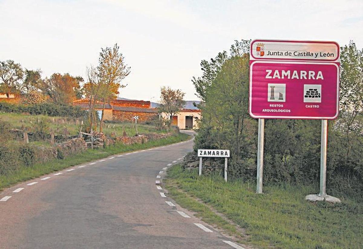 Carretera de acceso al municipio de Zamarra.