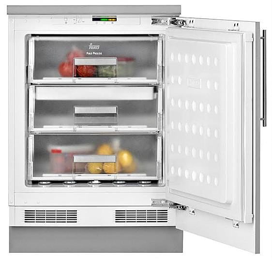 Un congelador con cajones.