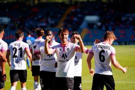 Padilla celebra el primer gol del Salamanca UDS ante el Unami.