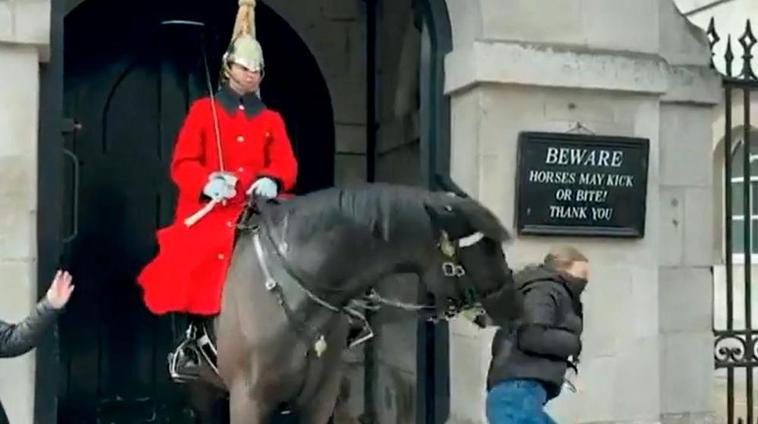 Los caballos de la Guardia Real inglesa atacan a varias turisitas