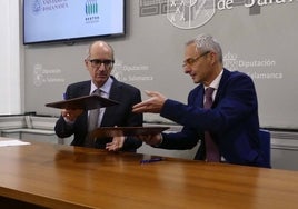 El presidente de la Diputación, Javier Iglesias, y el rector de la Universidad, Ricardo Rivero.