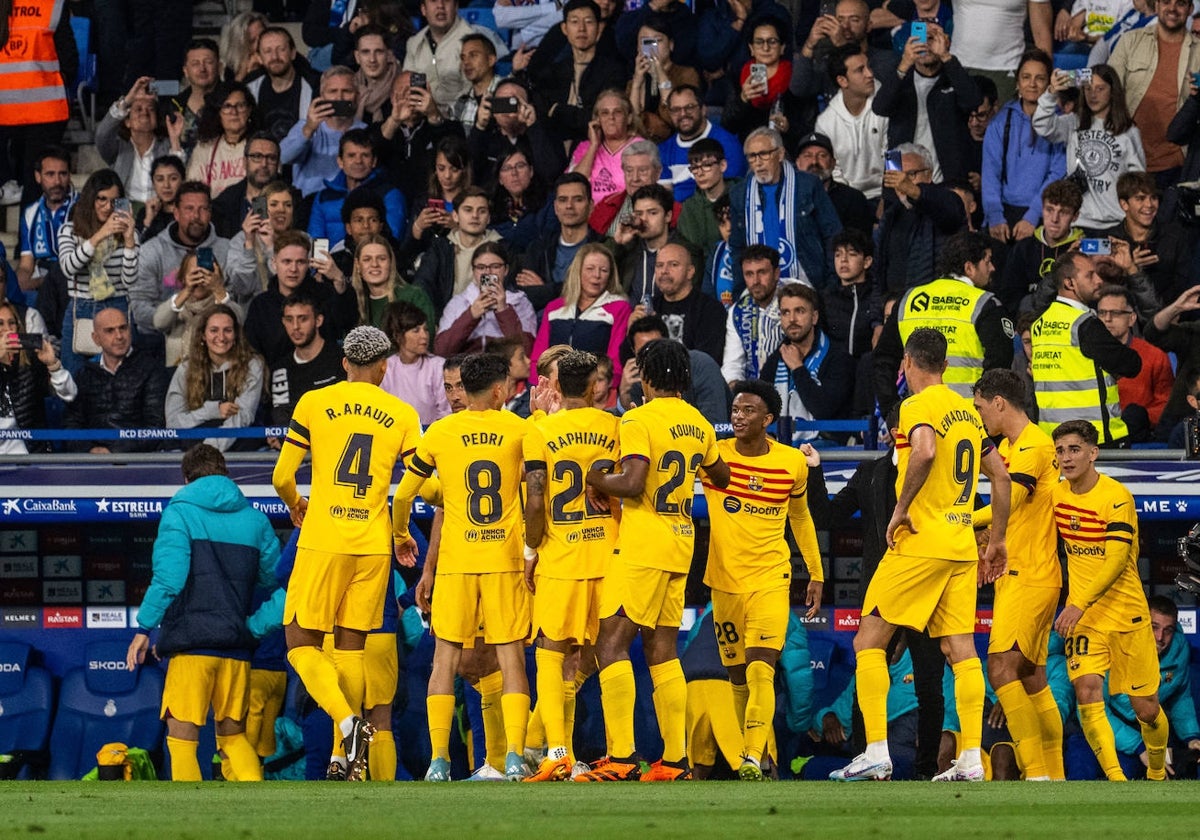 Los culés celebran uno de los goles