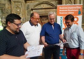 Vicente P. García, Manolo Muiños, Tomás Marcos y Alfonso Romero durante la presentación de la Memoria 2022 de Proyecto Hombre.
