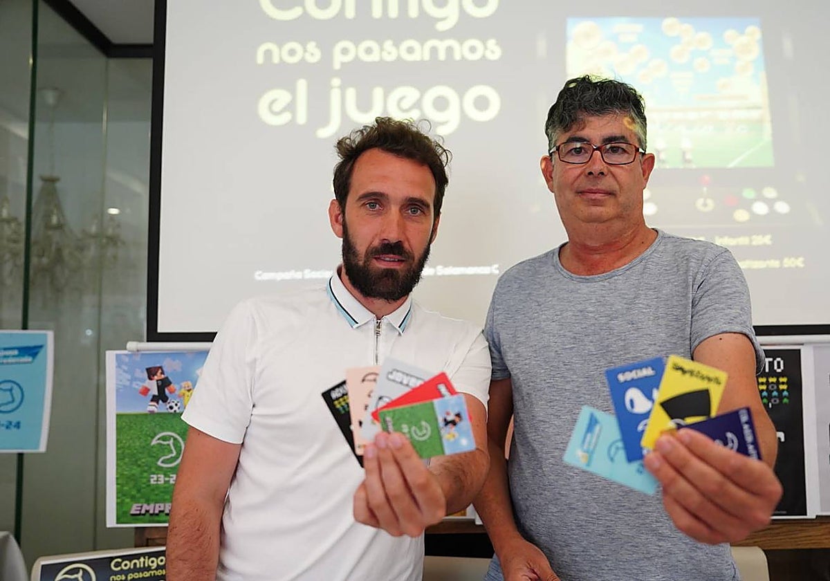 Alberto Alonso 'Guti' y Ernesto Castaño presentando la campaña de socios del Unionistas.