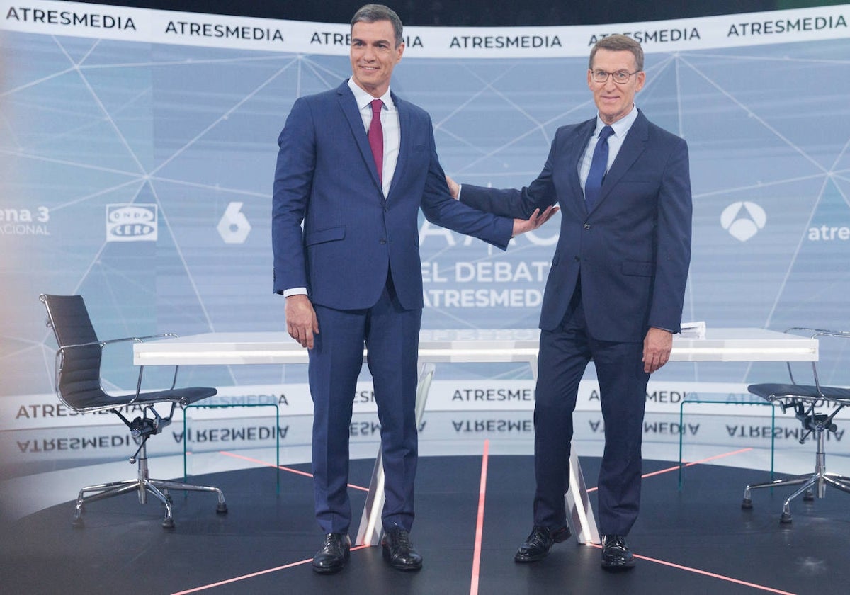 Pedro Sánchez y Alberto Núñez Feijóo, antes del cara a cara de esta semana.