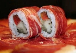 Sushi de jamón ibérico.