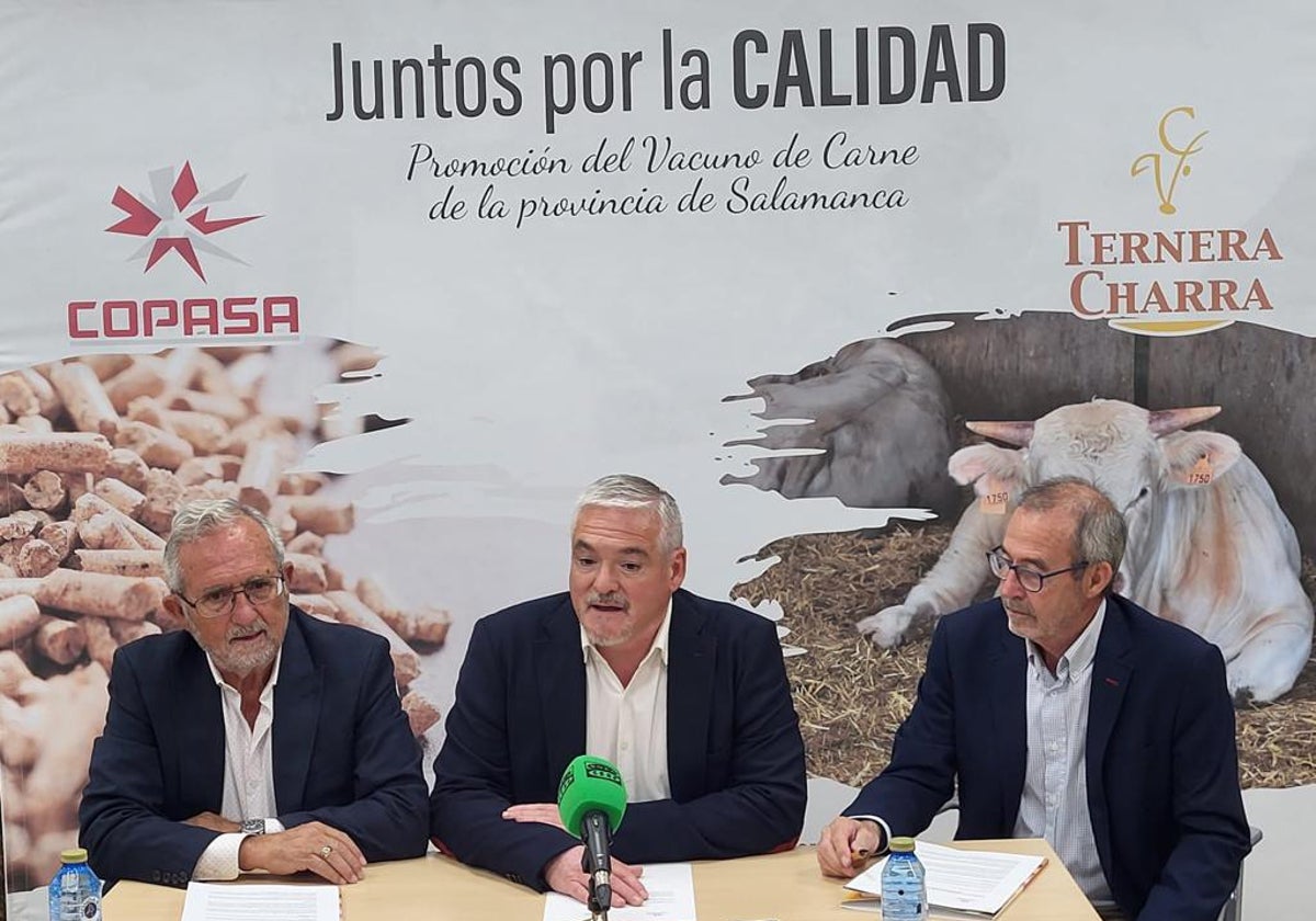 El presidente de COPASA, Luis Martin; el gerente de COPASA, Víctor Rodríguez, y el presidente de Ternera Charra, Javier Boyero.