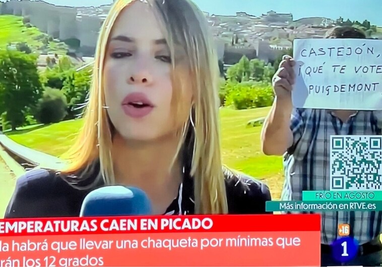 «Castejón, ¡que te vote Puigdemont!», el nuevo lema puesto de moda por un espontáneo en TVE
