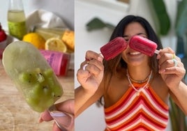 La influencer Healthysweets sosteniendo unos polos de kombucha.